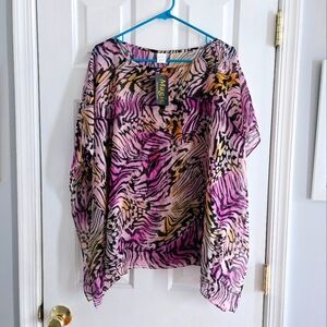 Women's Pink and Black Patterned Top